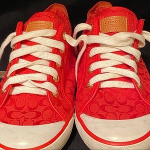 COPY - Coach red and white lace up sneakers